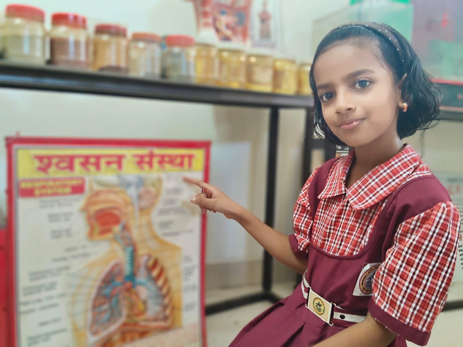 Student at a science exhibition